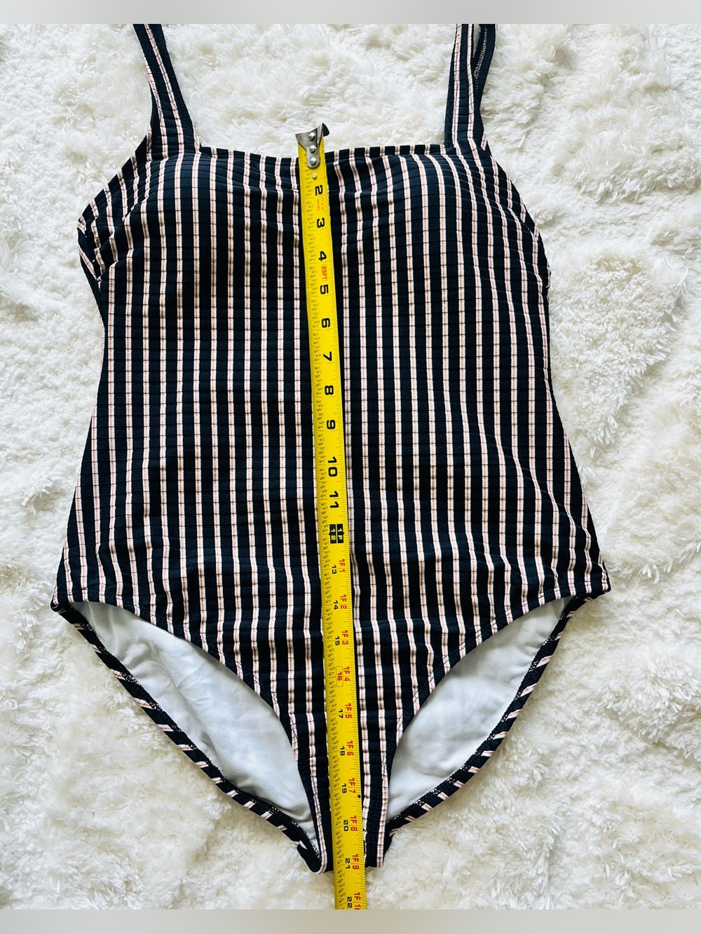 Shade & Shore Striped Ribbed Full Coverage One Piece Swimsuit Size M - Picture 7 of 12